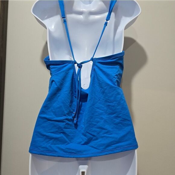 La Blanca Island Goddess Twist Tie Back Tankini Top sz 14 Capri Blue - Picture 4 of 5